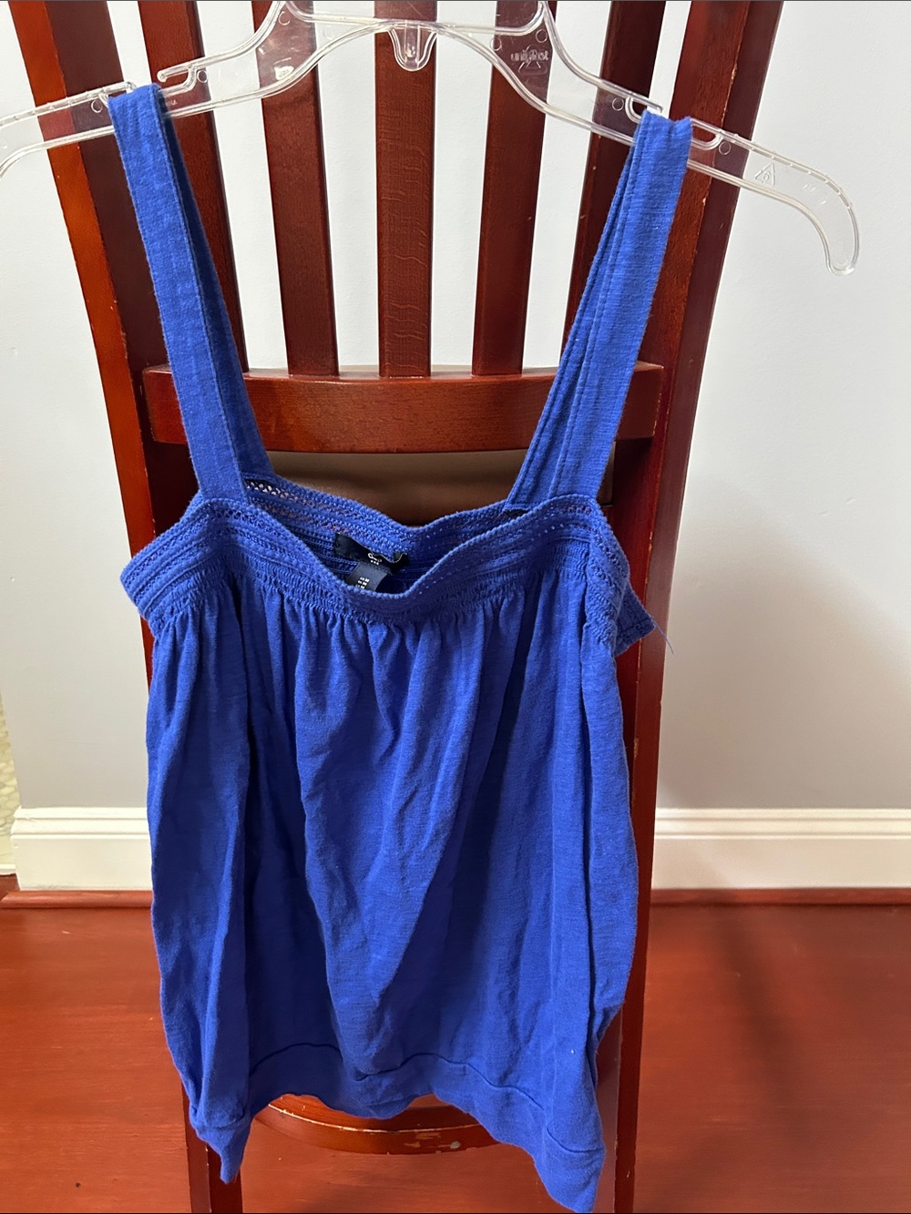 GAP Cobalt Blue Cotton Tank with Smocked Neck